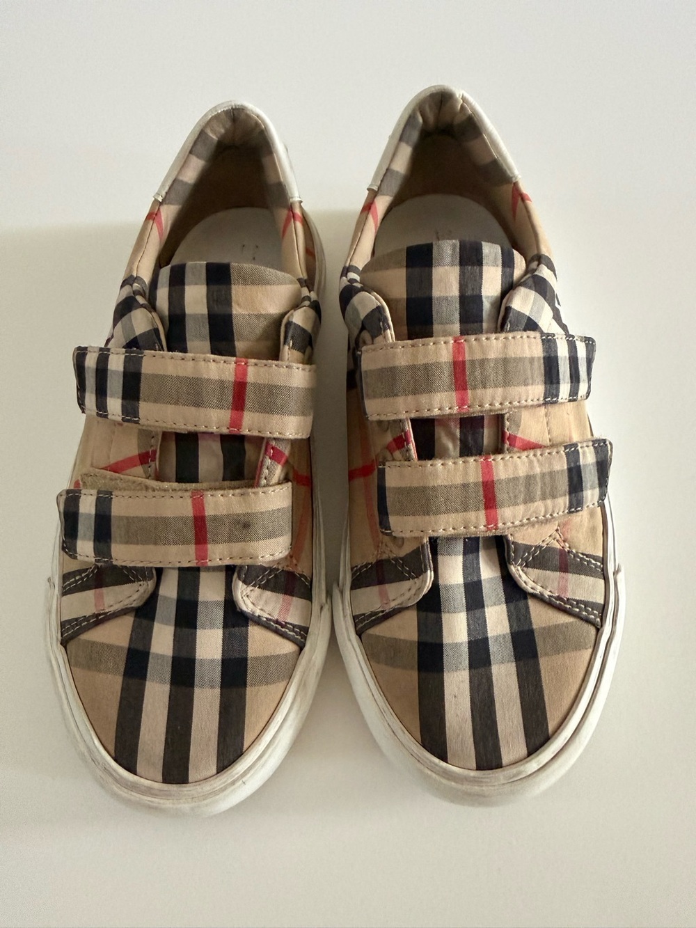 Burberry Tan Check Velcro Kids Sneakers